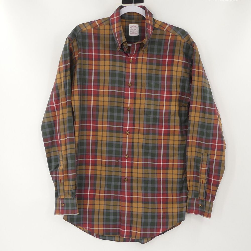 Brooks Brothers Regular Fit Long Sleeve Button Down Shirt Check‎ Men's Medium M
